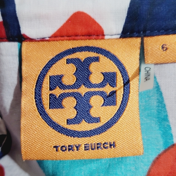 Tory Burch Tunic Top Size S Multicolor Floral Print 100% Cotton Boho Popover - Picture 12 of 15
